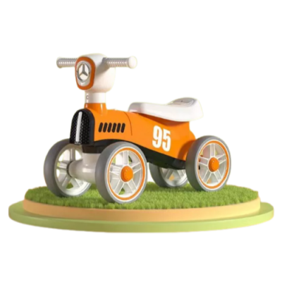 Baby Four Wheel Orange Color Anti Roll Balance Bike Without Foot Pedal Walker Tricycle