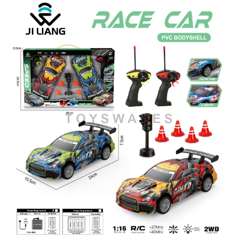 1:16 Scale RC 2WD Racing Car with PVC Bodyshell High-Speed Remote ...