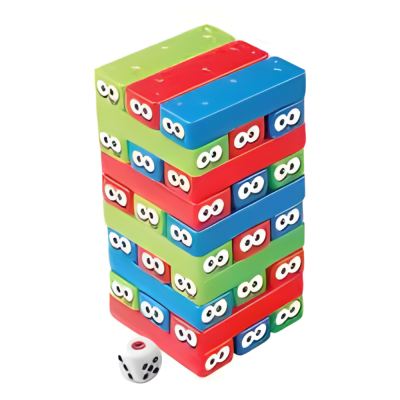 Kids Colourful Stacking Block Tower Toys With Dice Uno Spin Board Game Friend Family Gathering Party Game Children Timber Tower Block