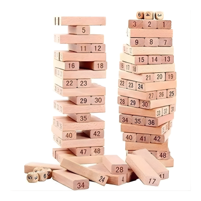 Kids Colourful Stacking Block Tower Toys With Dice Uno Spin Board Game Friend Family Gathering Party Game Children Timber Tower Block