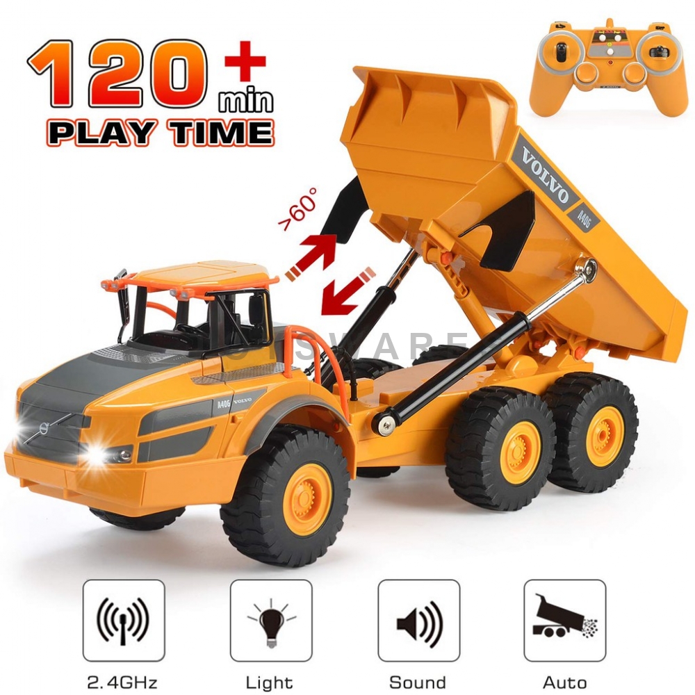 DOUBLE E581 003 DUMP TRUCK RC, 1/26 2.4GHZ REMOTE CONTROL VOLVO ARTICULATED HAULER VEHICLE