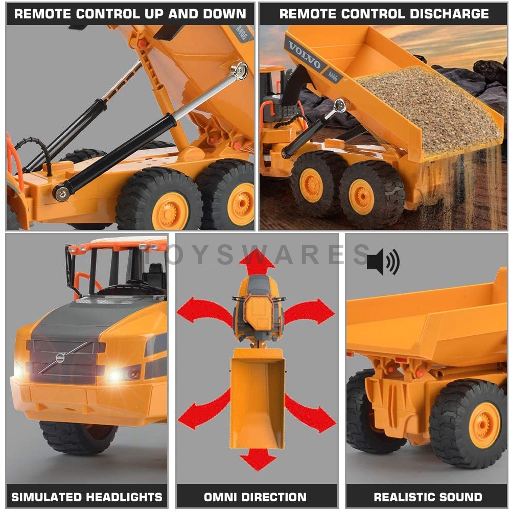 DOUBLE E581 003 DUMP TRUCK RC, 1/26 2.4GHZ REMOTE CONTROL VOLVO ARTICULATED HAULER VEHICLE