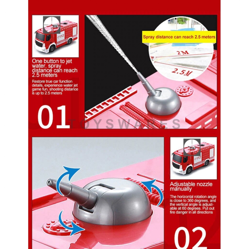 DOUBLE E572003 FIRE TRUCK WATER SPRAY RC, 1/26 2.4GHZ WIRELESS REMOTE