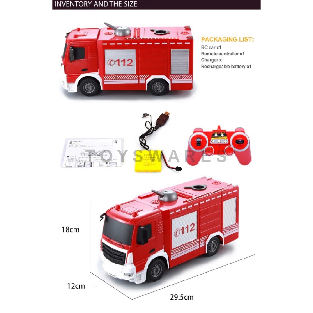 DOUBLE E572003 FIRE TRUCK WATER SPRAY RC, 1/26 2.4GHZ WIRELESS REMOTE