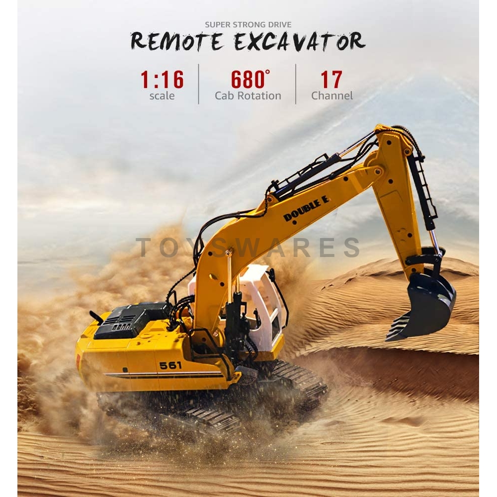 DOUBLE E Remote Control Truck RC Excavator Toy 17 Channel 3 in 1 Claw Yellow 