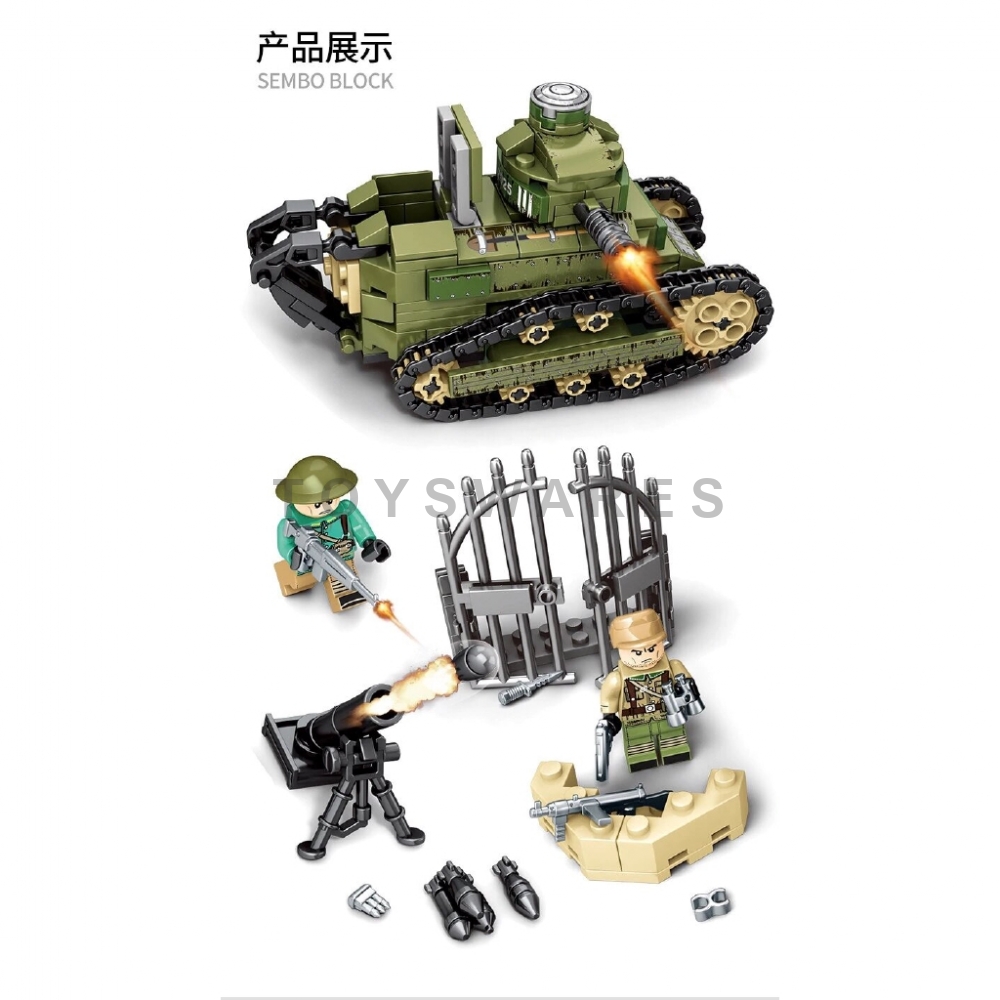 Sembo 101269 Building Blocks Military Soldiers WW 1 Panzer FT-17 War Toys 368PCS 